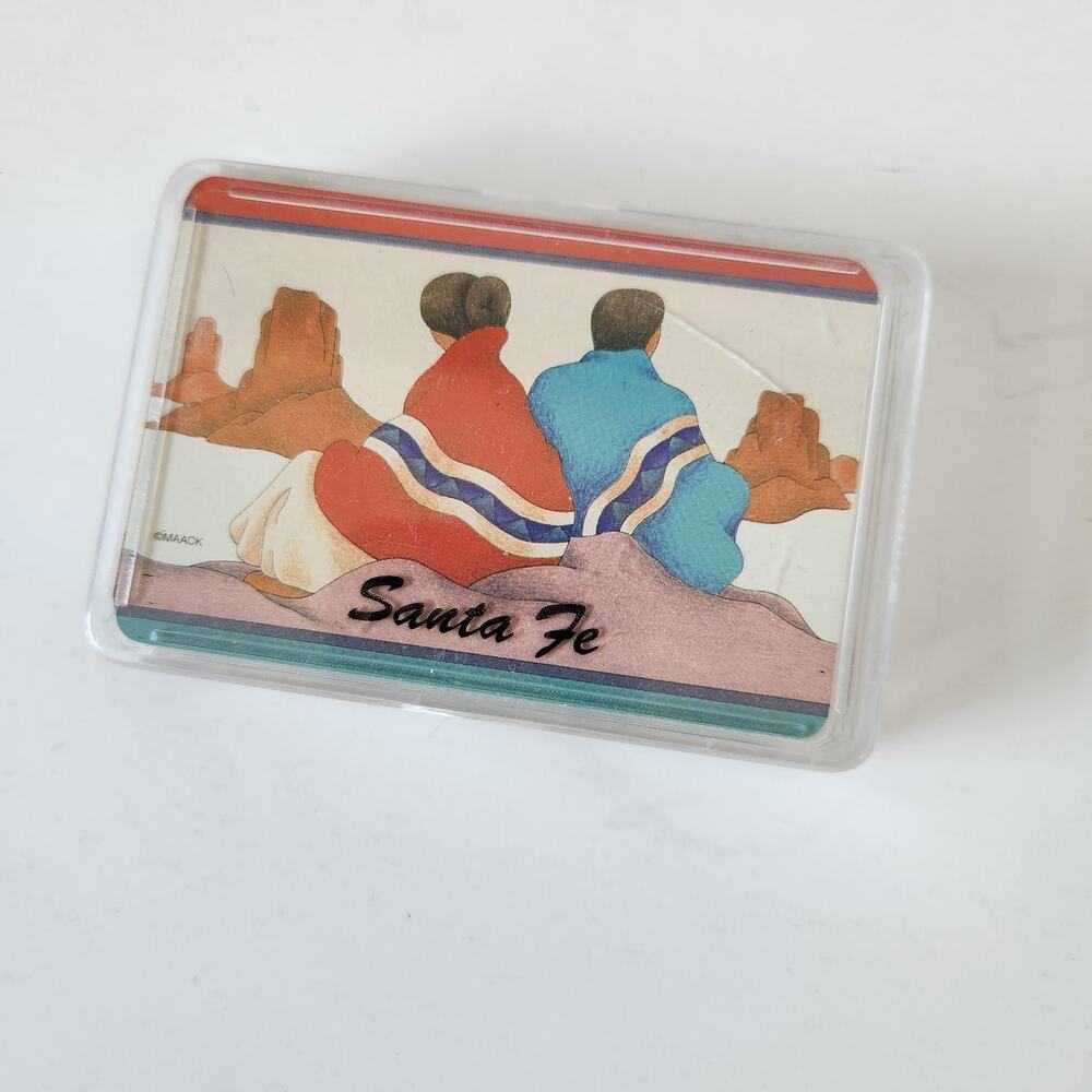 VTG Santa Fe New Mexico Playing Cards Souvenir Deck Hard Plastic Case Southwest